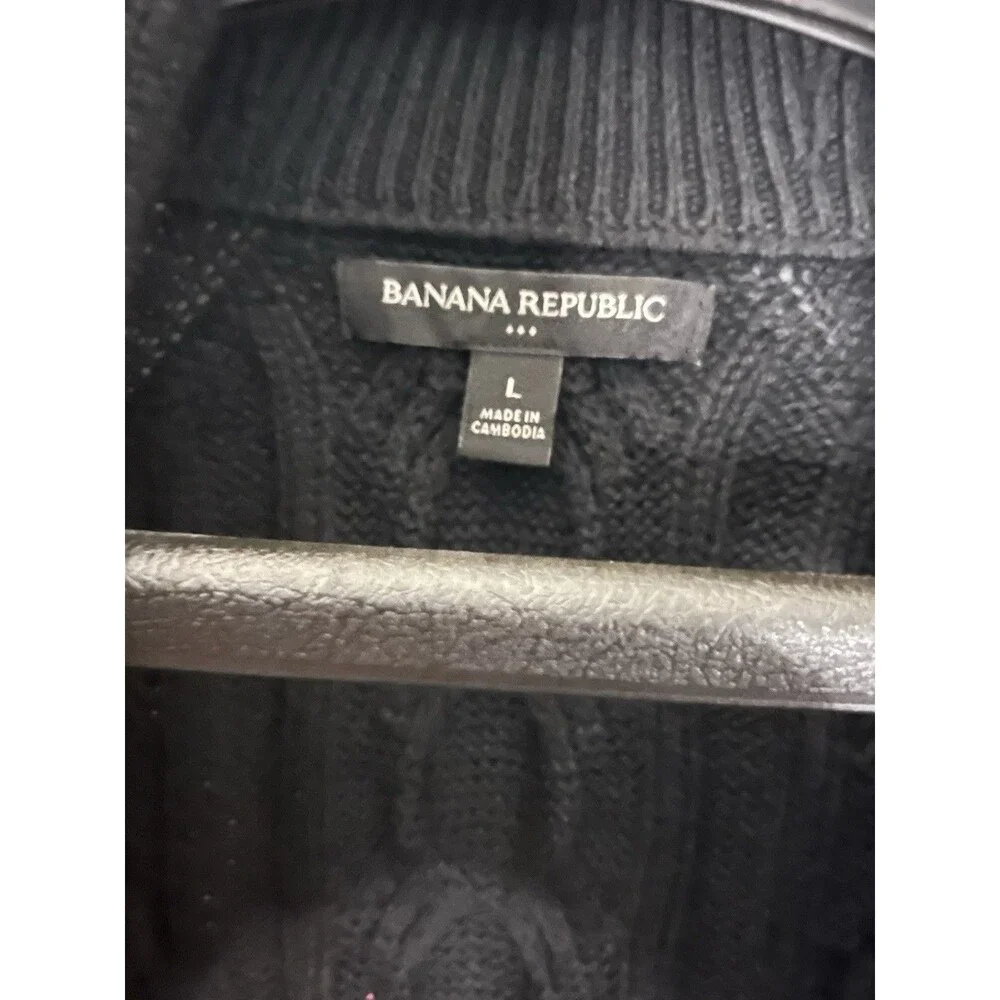 Banana Republic Men’s Cable Knit Shawl Collar Black Cardigan